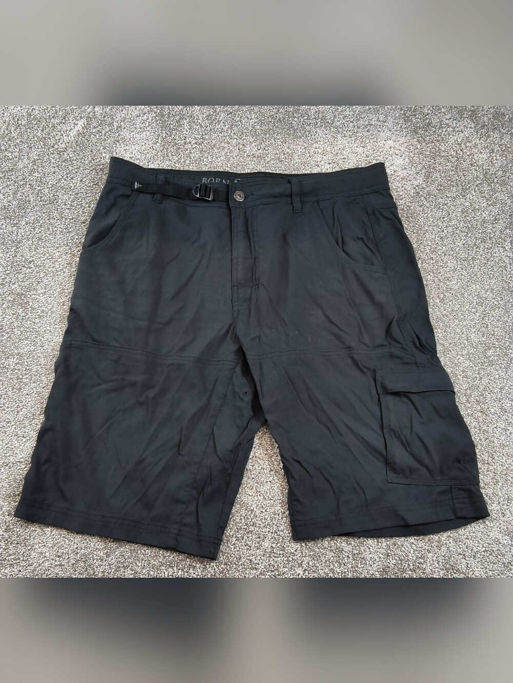 Prana Shorts Mens 33 Gray Zion Stretch Cargo Hiking Zip Off Belted Outdoors FLAW